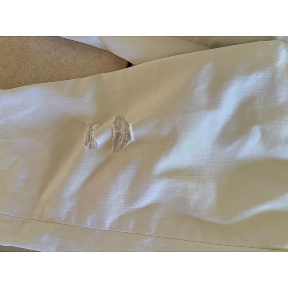 VNTG Z Cavaricci White Distressed Cropped Capri Jeans Size 7 Stretch Denim Pants - Picture 7 of 8